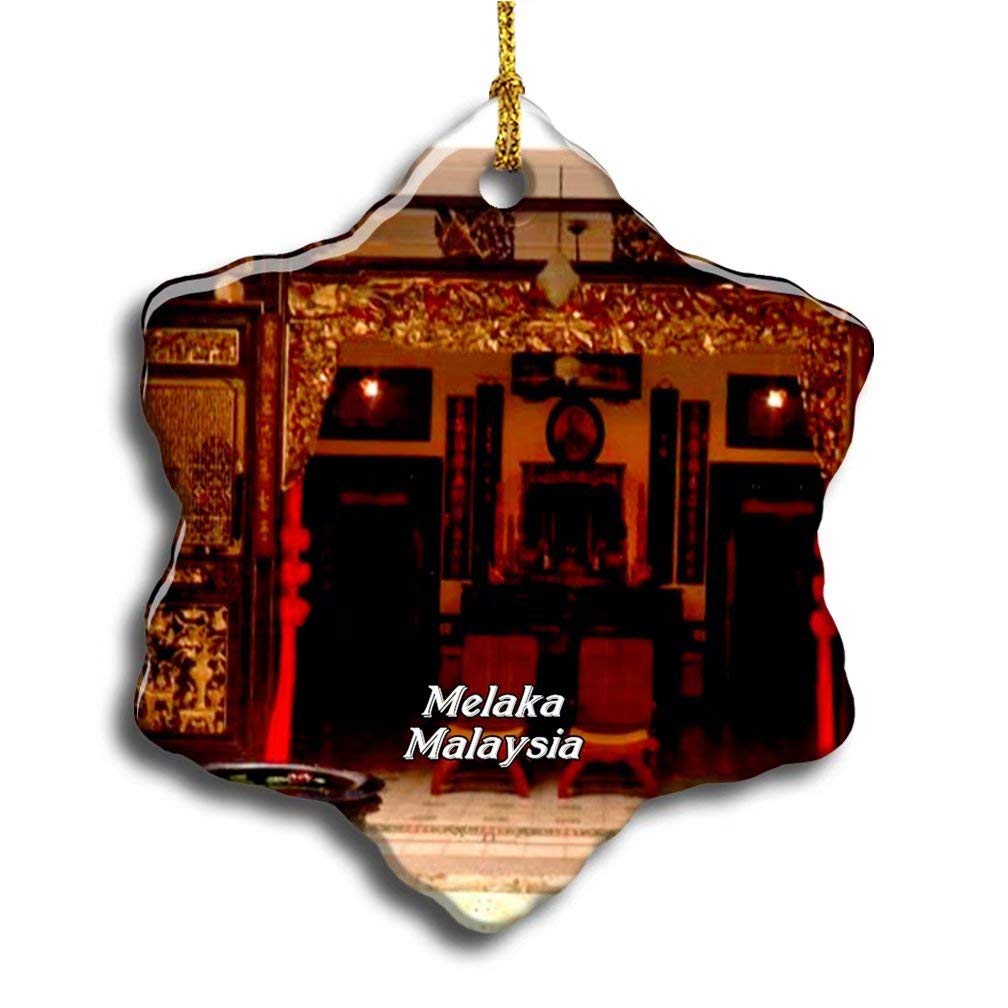 Malaysia Baba & Nyonya Heritage Museum Melaka Personalized Christmas for Tree Keepsakes Double Sided Snowflake Landscape Ceramic Pendant Decor Porcelain Trip Gifts Favors for Women Newlywed Ornament