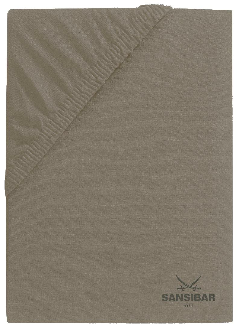 Sansibar Jersey Spannbettlaken 180/200x200 cm Spannbetttuch mit Sansibar Säbel Druck - Jersey Uni Taupe | Jersey Uni, Spannbetttuch, Sansibar Säbel Druck