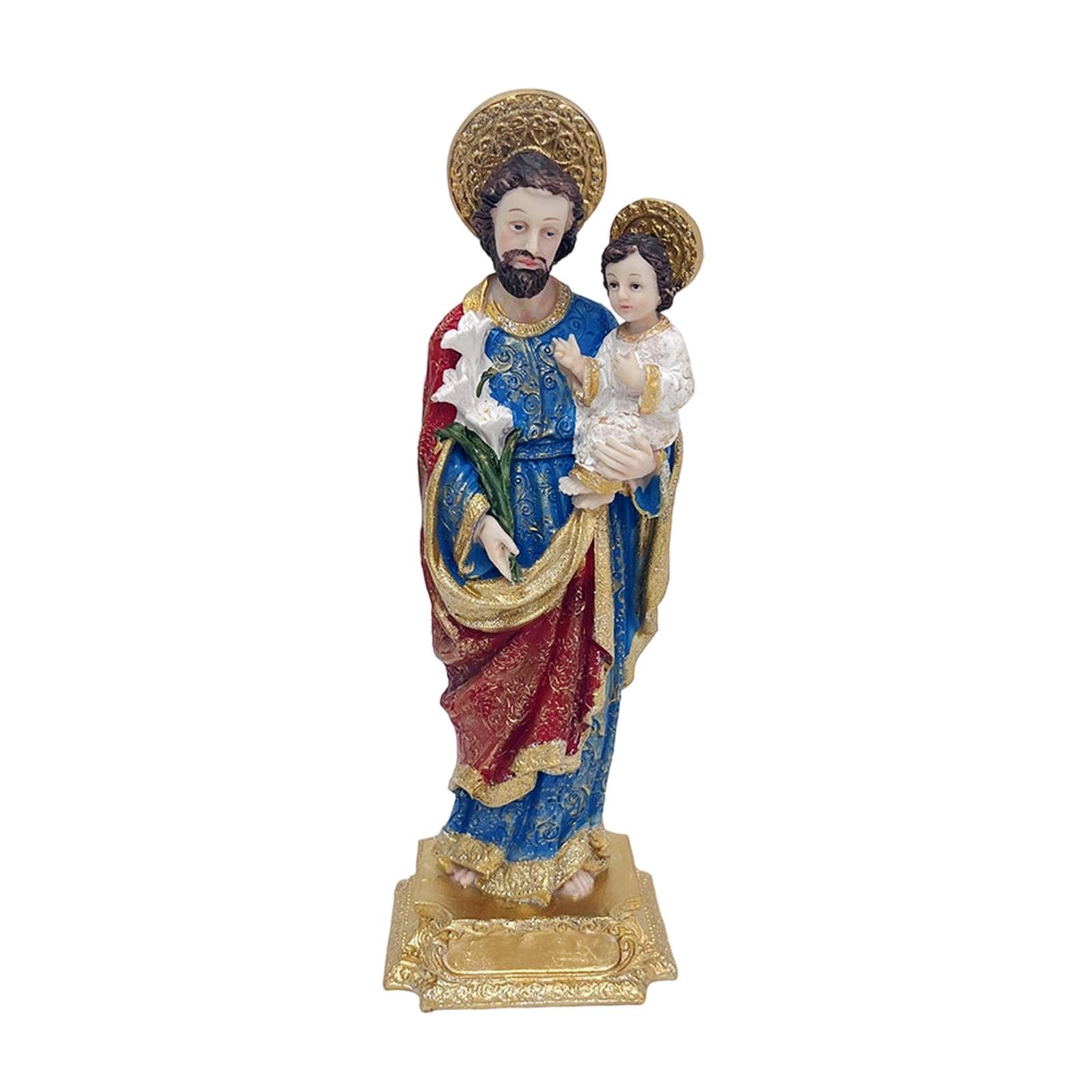 Statue Saint Joseph Enfant Jésus ornement décoratif sculpture christianisme collection 10cm