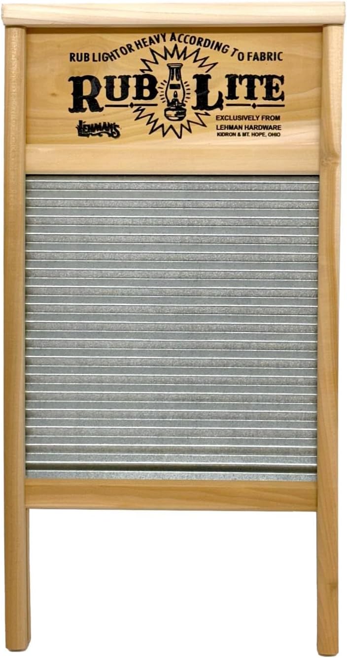 Lehman's Galvanized Steel Manual Washboard, Rub-Lite, Wavy, V Crimp, for Function, Decor, or Music, 23.75 in x 12.5 in