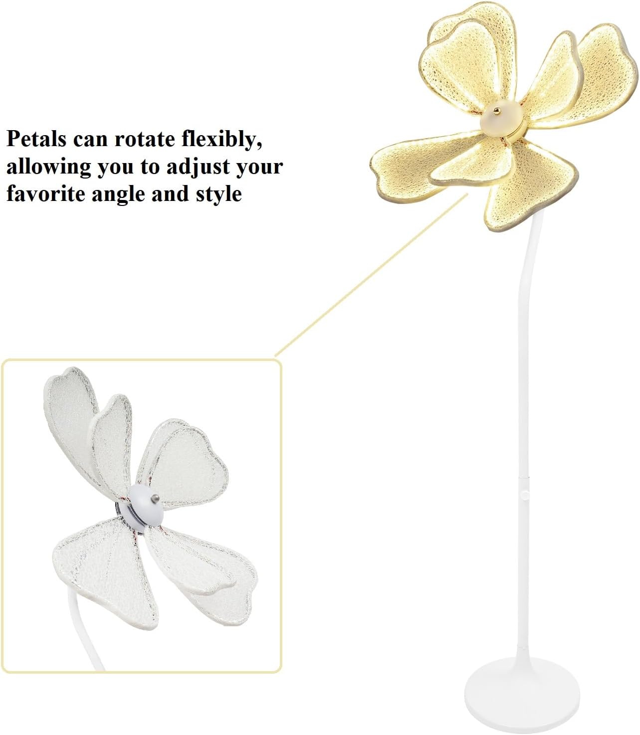 CNCEST 3PCS 23.6" Wedding Flower LED Floor Lamp,50W 110V Creative Flower Wedding Lights 53.5-65.4" Adjustable Height Flowers Romantic Decoration Props for Wedding Party (Warm Light, 3PCS)