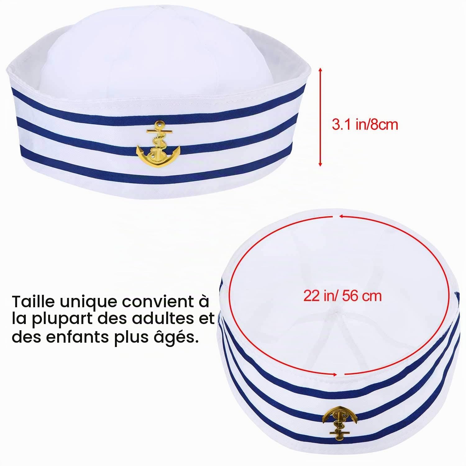 12 Pièces Chapeaux de Marin en Bleu et Blanc Chapeau de Capitaine pour Accessoire de Costume Fête de Déguisement (Style Délicat)