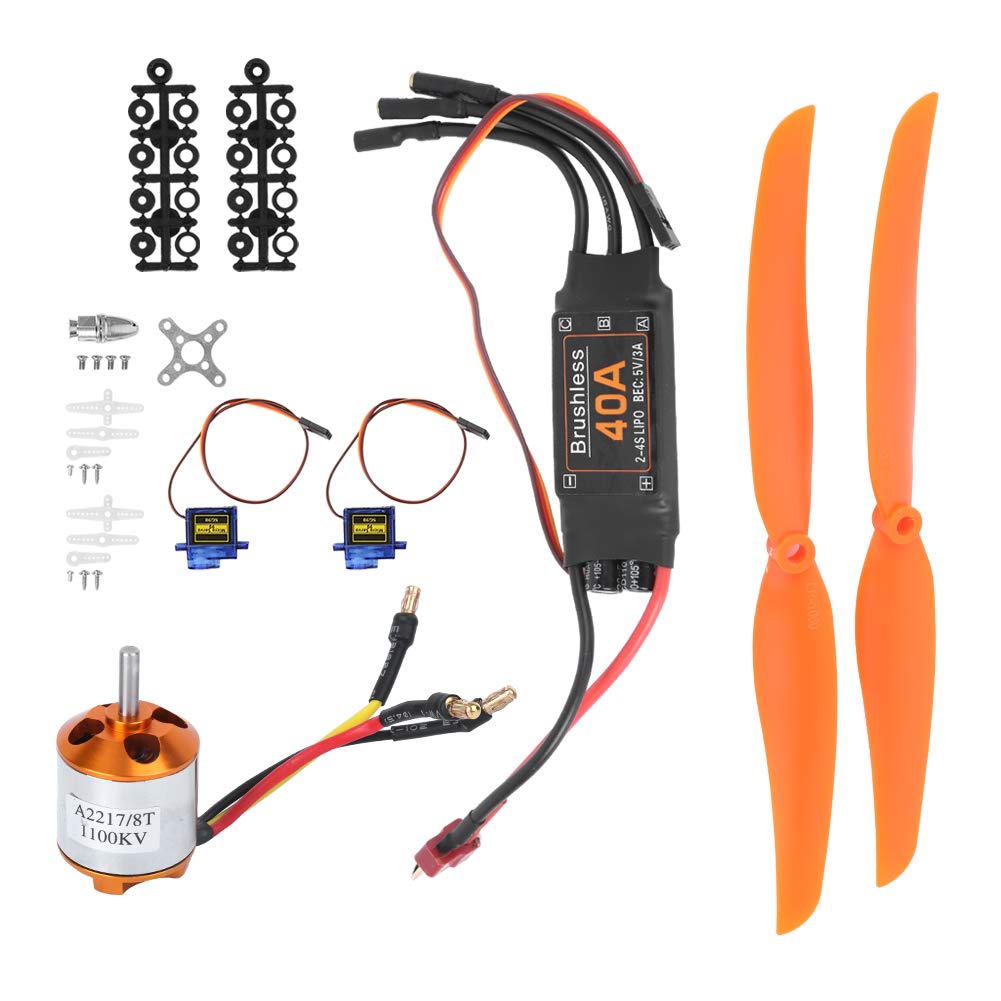 Keenso A2217 1100KV Bürstenloser Motor, 40A Regler mit Sicherheitsschutz, SG90 9G Mikroservo für RC-Flugzeug (A2217 KV1100KV Bürstenloser Motor 40A ESC SG90 9G)