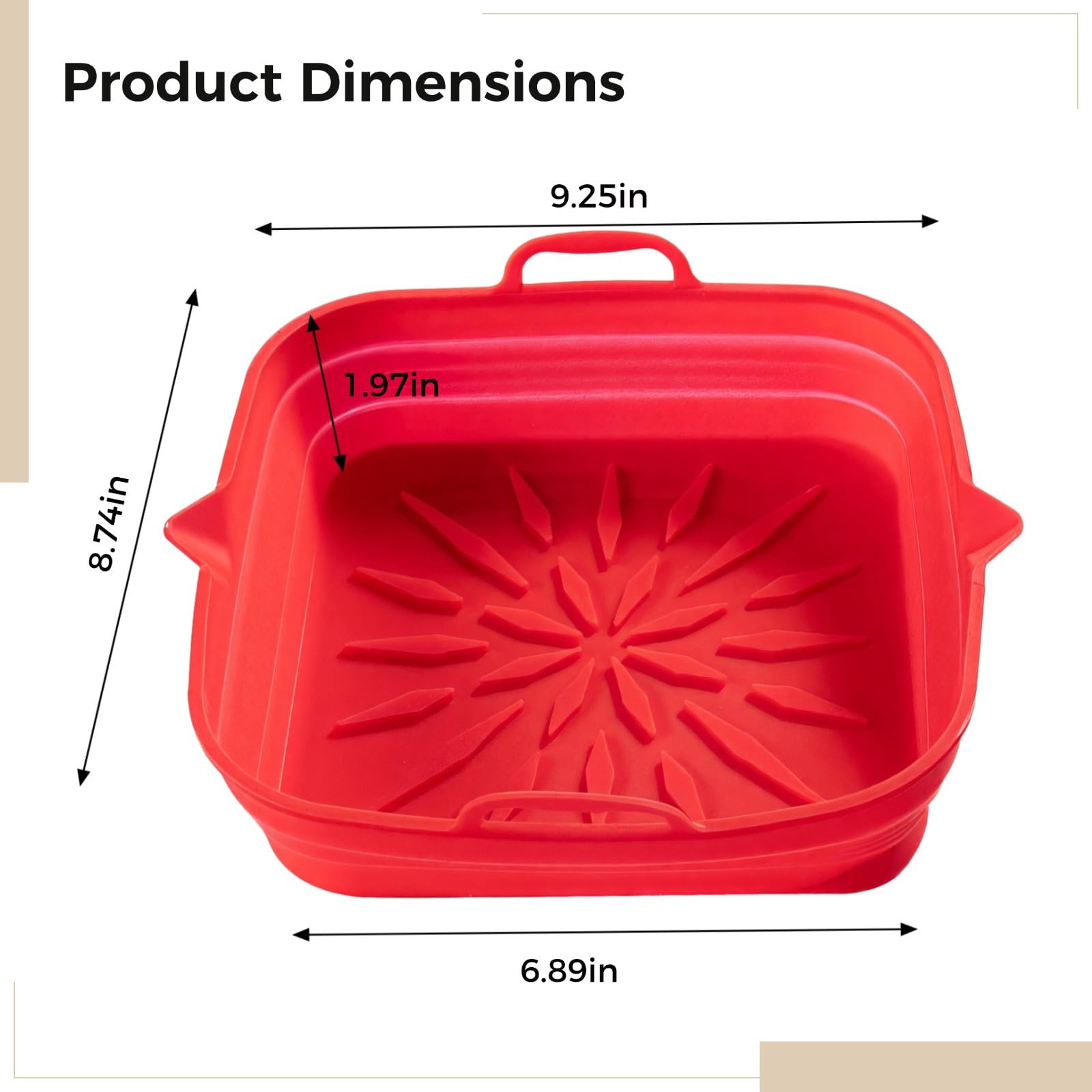 Fodere per friggitrice ad aria in silicone, confezione da 2 vassoi quadrati antiaderenti, resistenti al calore, in silicone alimentare per friggitrici e forni