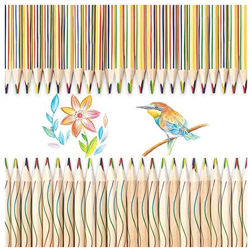 Sinwind lápices de colores arcoíris, 30 Piezas 4 en 1 lápices de Colores,Lapices de Colores, lápices arcoíris, lápices de graffiti para Arte Dibujo, Colorear y Bosquejar