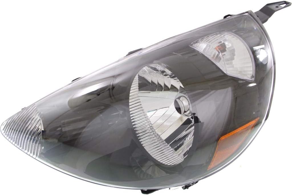 For Honda Fit Headlight Assembly 2007 2008 Driver Side Black w/Bulbs DOT Certified Replacement for HO2502131 Vehicle Trim: Black