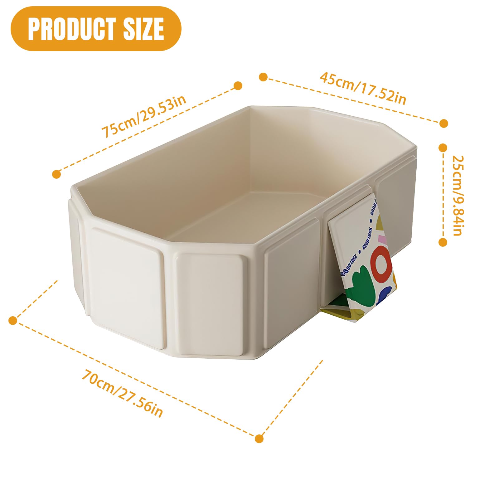 Baignoire pliable bébé pour enfants 0-8 ans avec bouchon de vidange, Beige