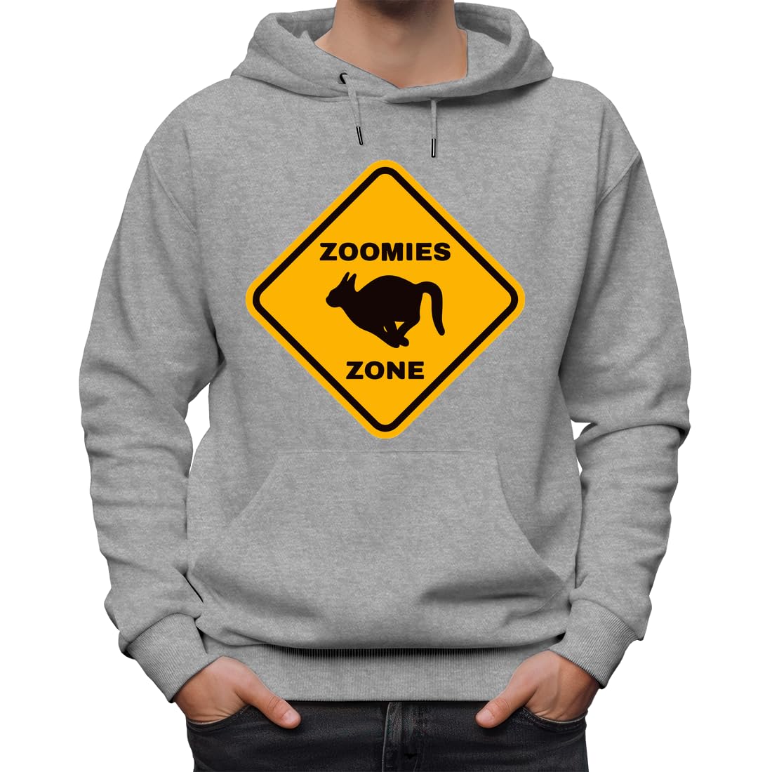 Caution Zoomies Zone Unisex klasyczna bluza z kapturem dla mężczyzn i kobiet, szara, XL, szary, XL