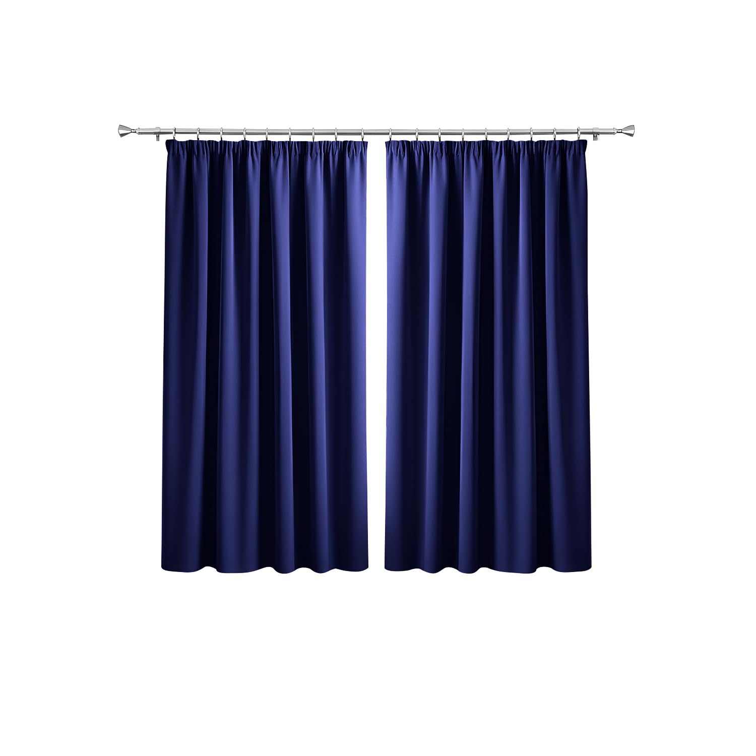 Ir Imperial Rooms Navy Imperial Rooms Blackout Pencil Pleat Curtains For Bedroom 46X54 Drop Inch Curtains Thermal Insulated Window Treatments, 2 Panels With Tiebacks
