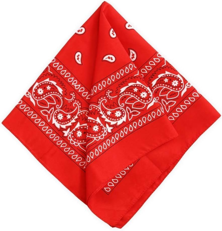 Large Bandana Headband - Handkerchief Bandanas for Women & Men - Cowboy Scarf & Durag Pack