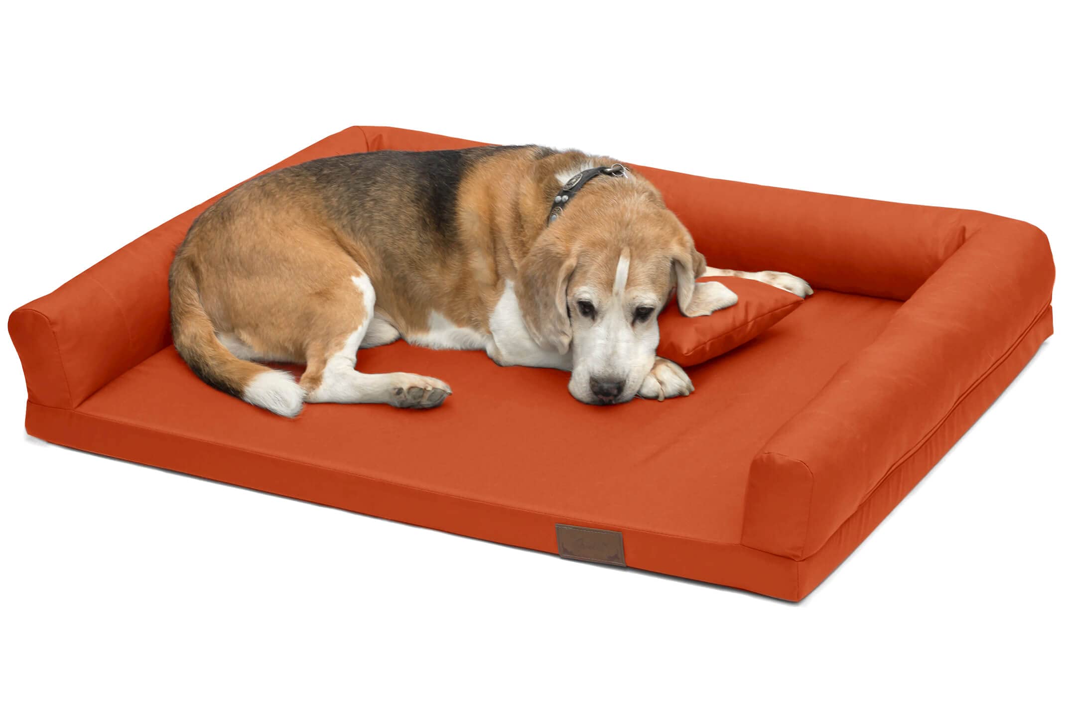Juelle Cama Ortopédica para Perros Grandes, Colchón Ergonómico con Laterales para Perros Grandes, Funda Extraíble, Lavable a máquina, Lucky 2XL (Tamaño: XXL - 145 x 105 cm, Naranja)