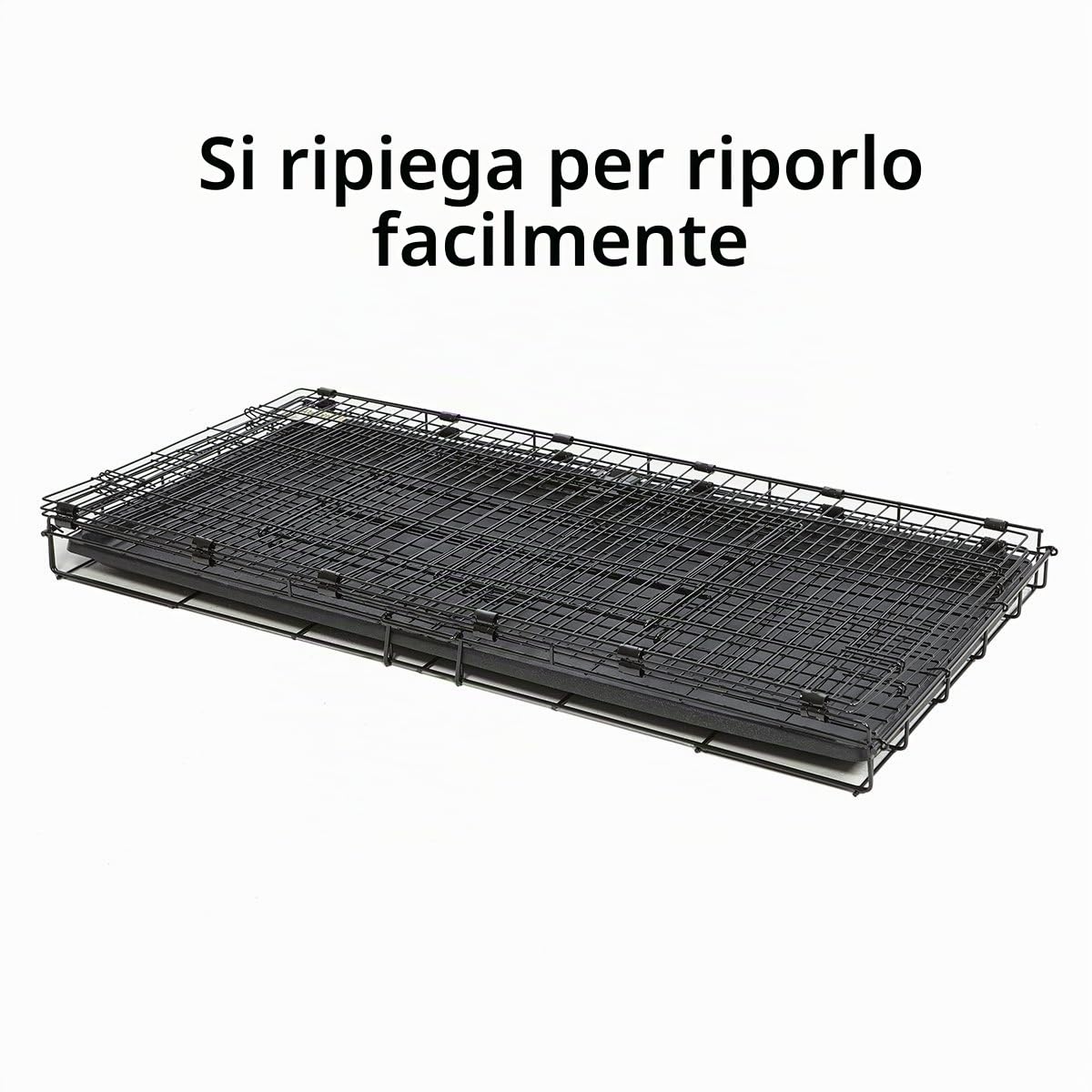 MidWest Homes for Pets Gabbia per conigli pieghevole, lunga 93,98 cm, con griglia per pavimento da 1,27 cm e vassoio in plastica rimovibile, nero, modello 157