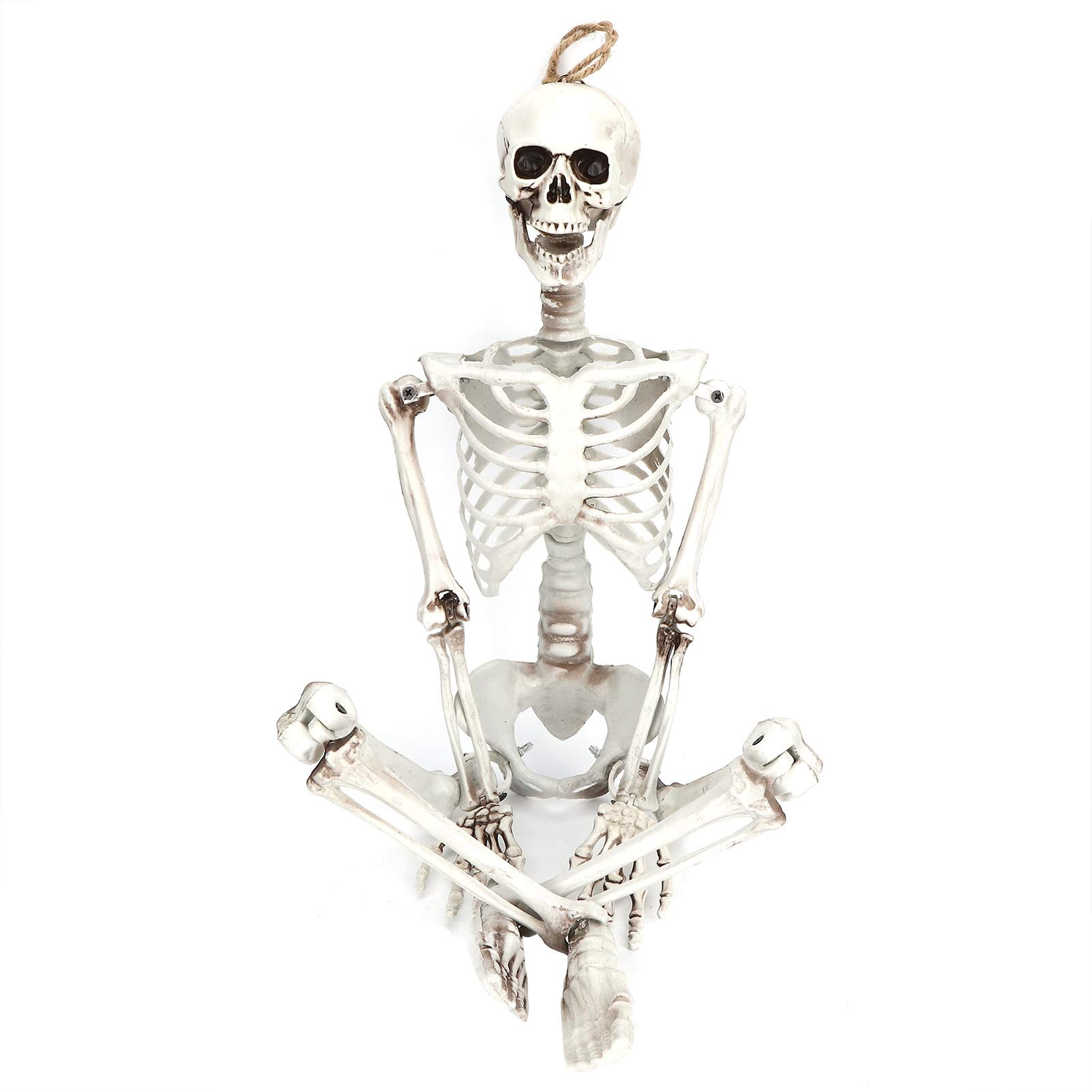 Chrees Esqueleto de Resina de Halloween, con Articulaciones Móviles y Gancho para Colgar para Decoración de Fiesta en el Hogar (Medio)