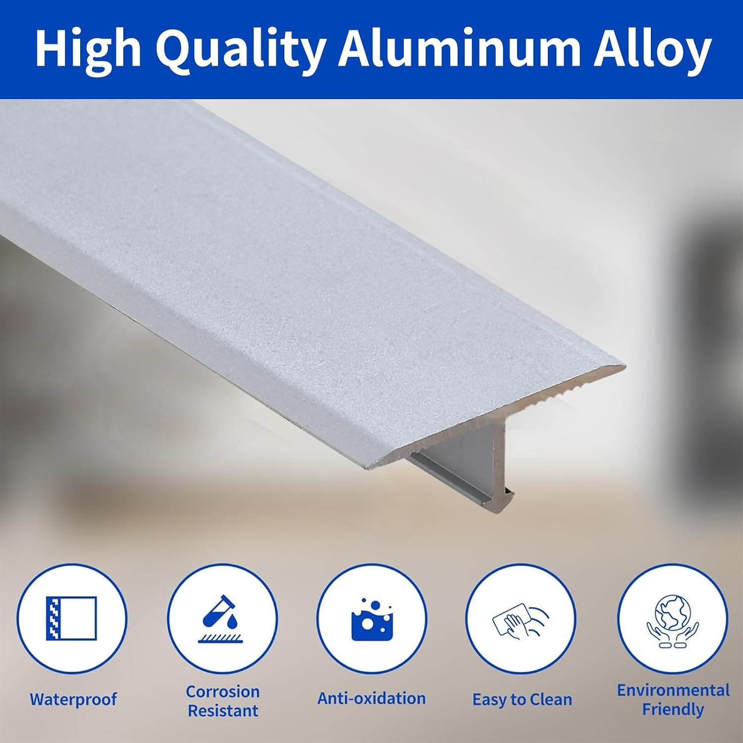3 piezas de aluminio moldeado en T tira de transición de piso tira divisoria plana de metal for unir huecos de piso perfil laminado tiras de cubierta de borde de piso(2cm x 0.9m)