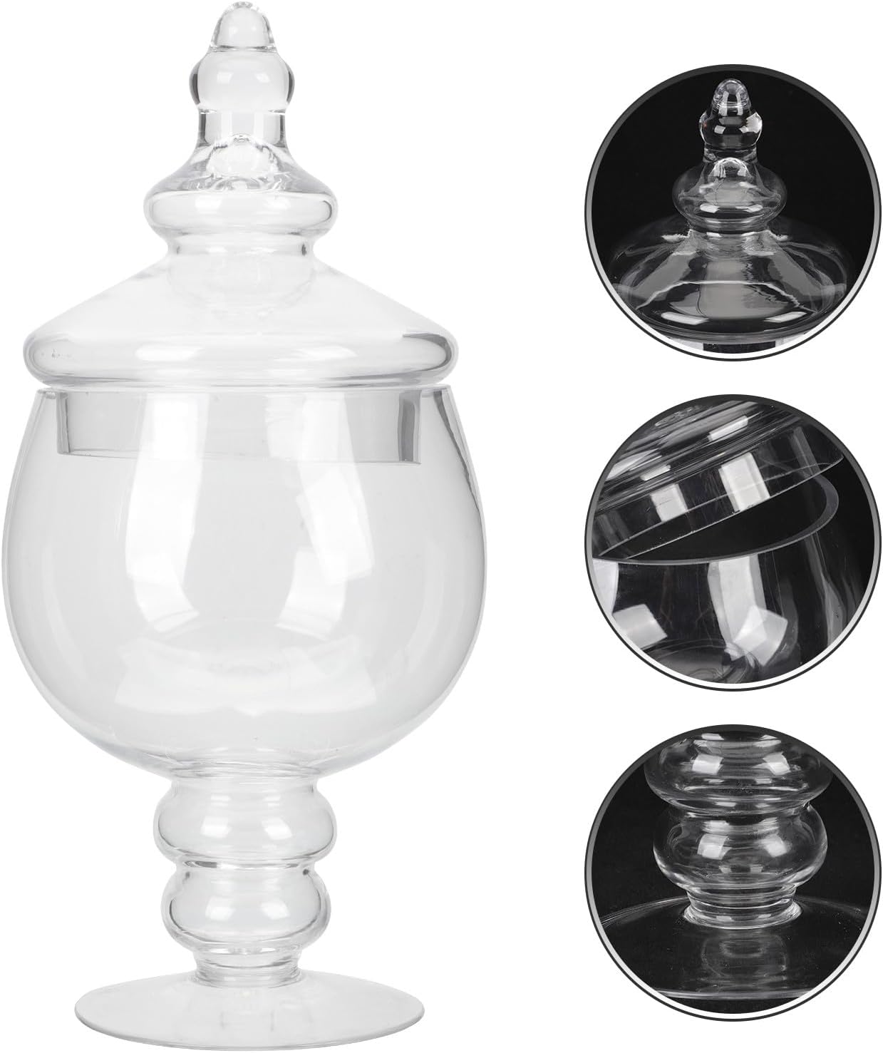 Glass Candy Jar with Lid, Wide Mouth Snack Holder, Household Dried Food Container for Kitchen and Desktop Storage, Glass Apothecary Storage Canister for Home Use