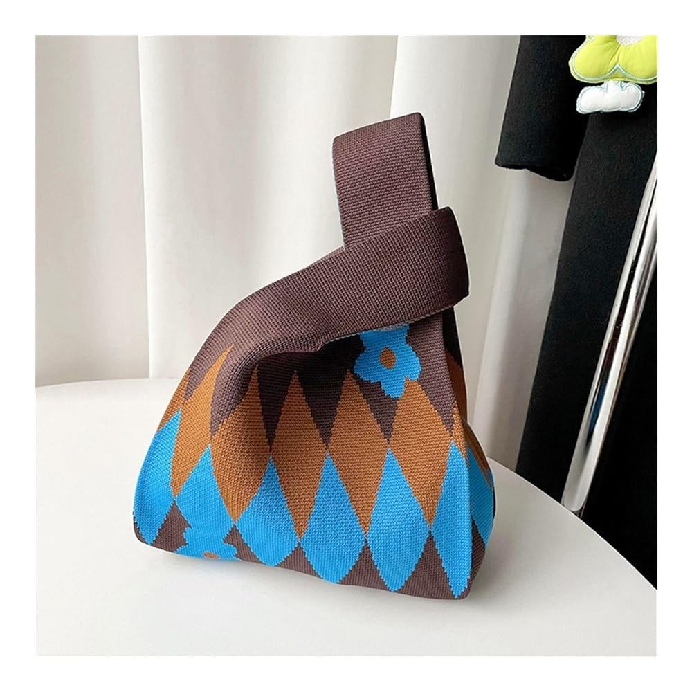 Dziane torebki Torba na nadgarstek, damska torebka z dzianiny paskiem kwiatowy nadruk wielokolorowy 20x35cm(Purple)