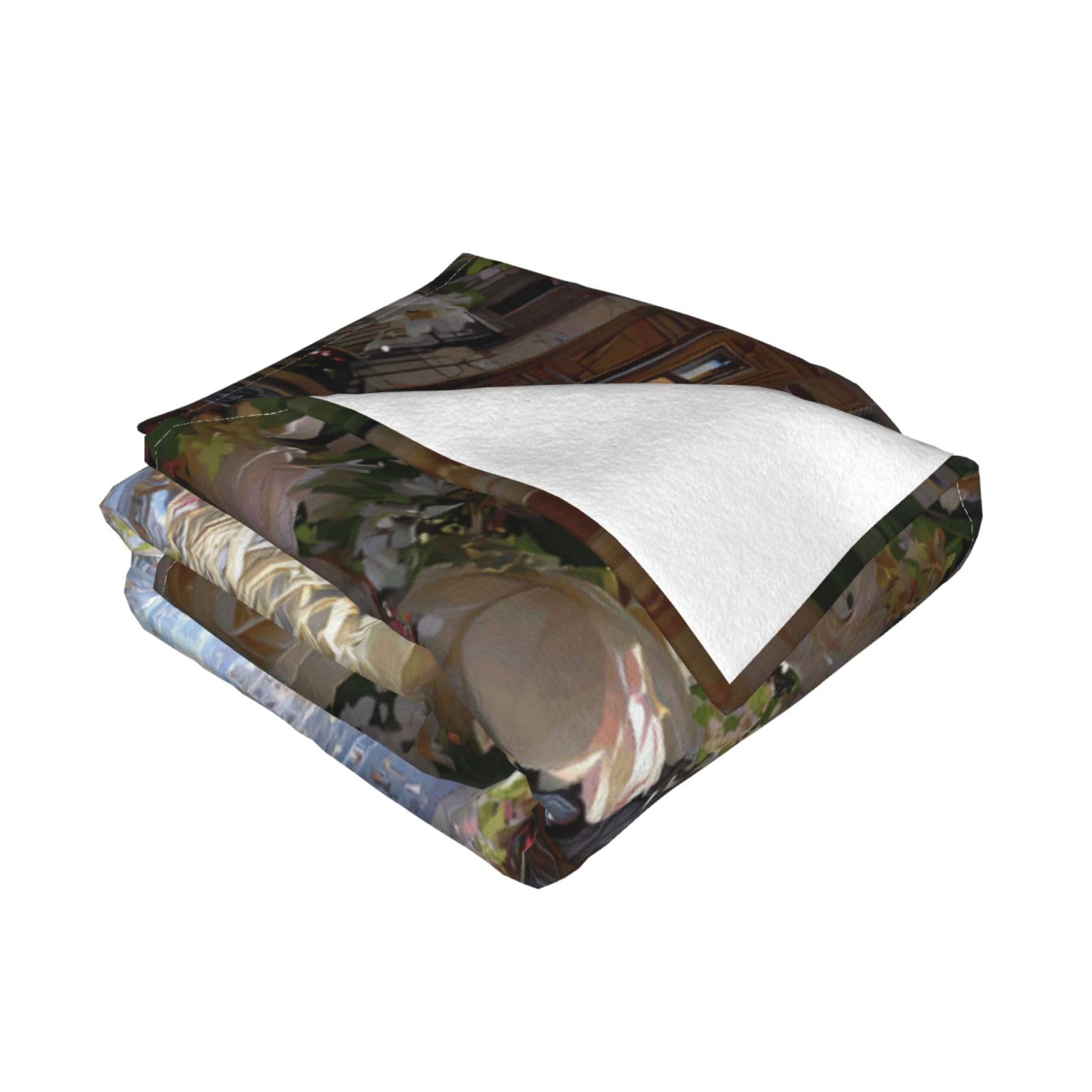 Manta de viaje portátil de 80 x 60 pulgadas, suave, resistente a las arrugas, plegable, exquisito estampado de flores de ciudad