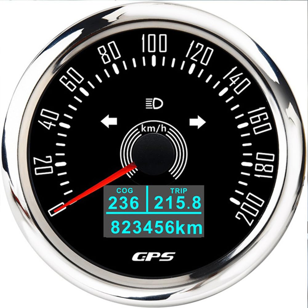 Compteur de vitesse GPS 85 mm 0-200 km/h étanche avec COG voyage kilomètre total pour voiture, camion, moto, 7 couleurs, rétroéclairage 9-32 V