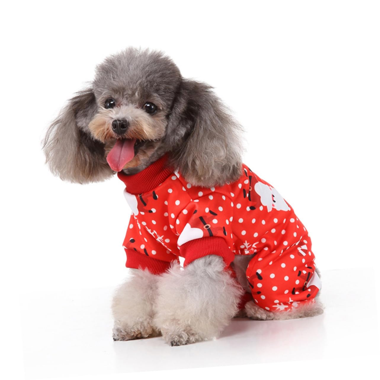 HMJGDHX 2 Pezzi Vestito Natalizio per Cani Tuta Invernale per Animali Domestici Design Confortevole Vestiti per Animali Domestici Rossi per la Stagione Fredda
