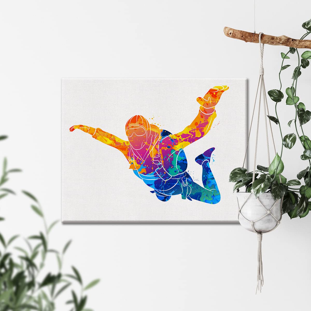 絵画+タペストリー Sky Diving Amazon.com: Parachute Watercolor Wall Jump Hanging Skydiving