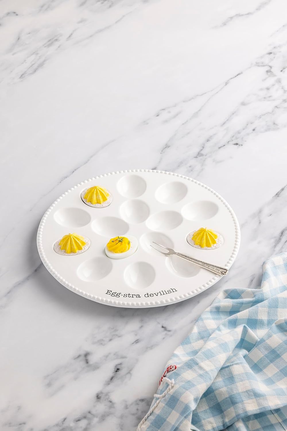 Mud Pie White Ceramic Figural Deviled Egg Platter