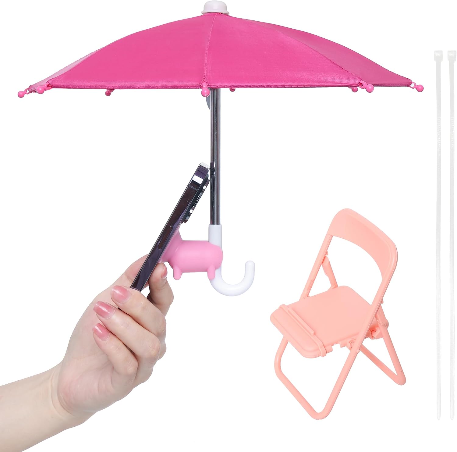 Phone Umbrella for Sun, Universal Cell Phone Umbrella Suction Cup Stand, Cover Sun Shield, Adjustable Piggy Suction Cup Phone Stand, Outdoor Cell Phone Sunshade Holder(Pink)