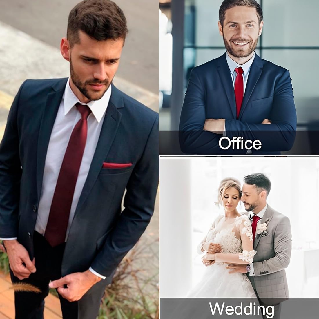 SAIIURV 4 Pezzi Multicolore Cravatta Stretta​ Uomo, 5 cm Eleganti Sottile Tinta Unita Slim Cravatta Fini​Strisce Cravattino, Accessori Abbigliamento per Matrimonio Lavoro (Multicolore