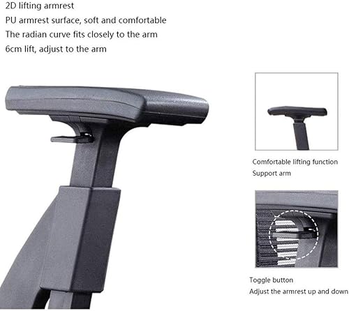 Miniatura 7 de Silla de oficina, silla de computadora de malla transpirable con soporte lumbar ergonómico ajustable, silla de escritorio giratoria negra con