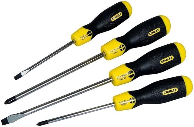 STANLEY 4 Piece Cushion Grip Screwdriver Set, Flared/Phillips