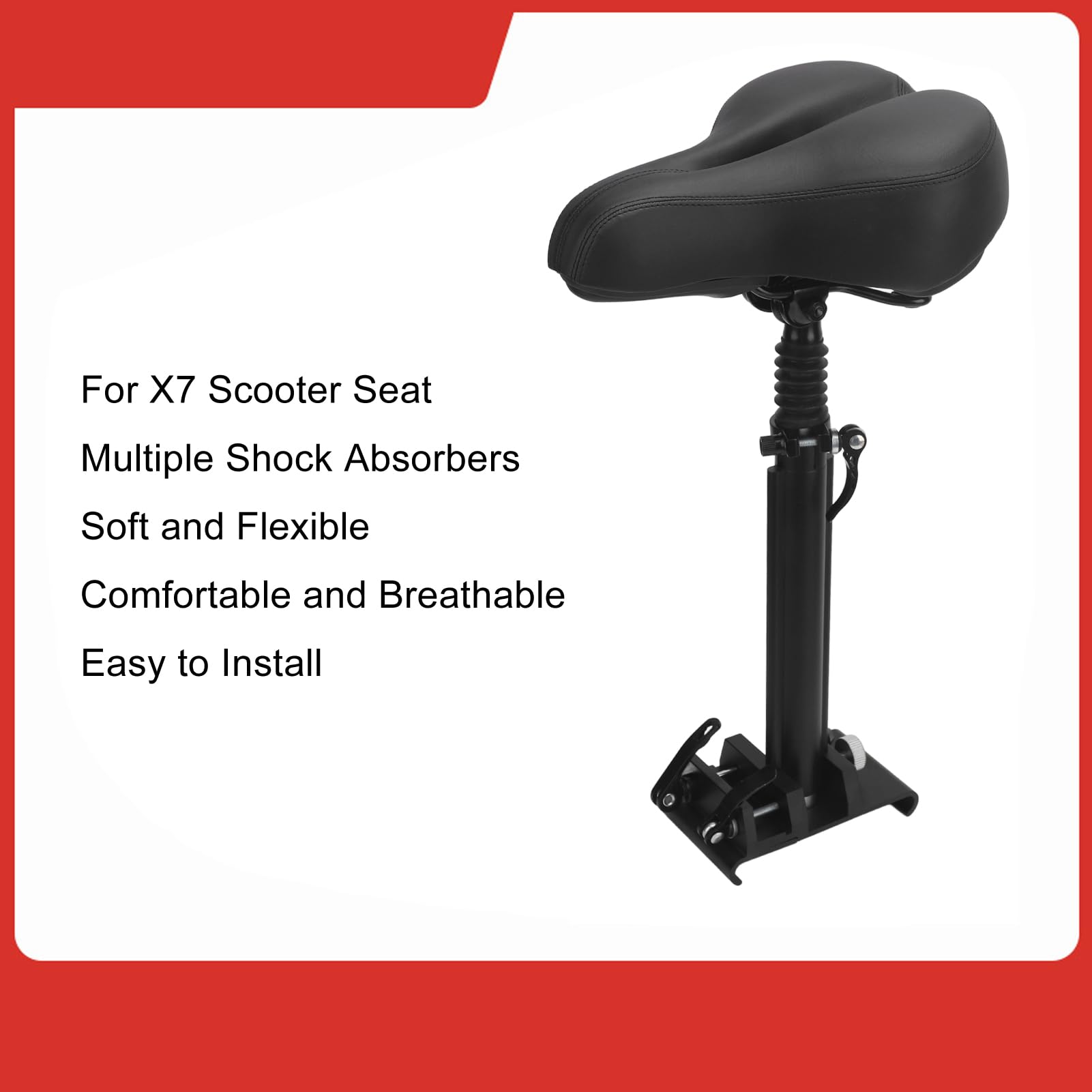Selle de Siège de Scooter électrique Réglable, Matériau en Alliage D'aluminium et de Fer PU, Installation de Trous Compatible avec HX-X7, HX-X8