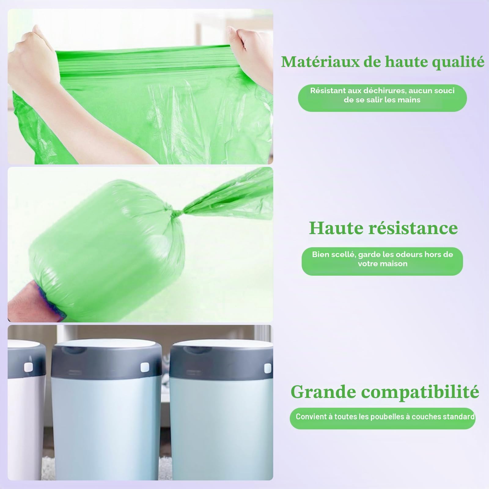 GIBOHOM Lot de 12 Recharge Poubelle à Couches, Antibactérien Anti-odeurs Compatible Tommee Tippee