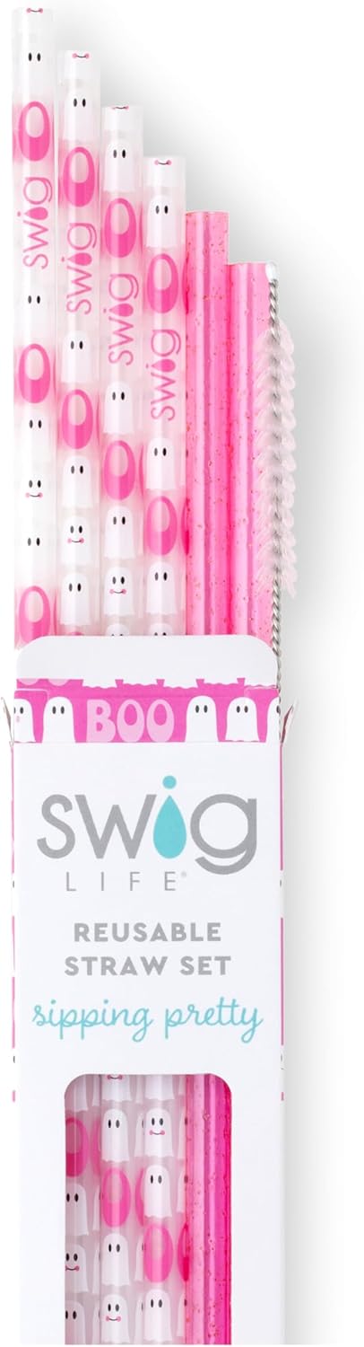 Swig Life Reusable Straws Faboolous + Pink Glitter Tall Straw Set & Cleaning Brush, Each Straw is 10.25 inch Long (Fits Swig Life 20oz Tumblers, 22oz, and 32oz Tumblers) - Image 3