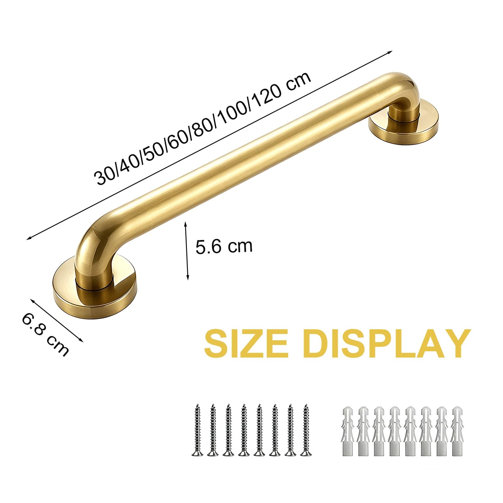 Barra De Agarre De Seguridad Para Bañera, Barra De Agarre De Baño Dorada, Pasamanos Antideslizante De Acero Inoxidable Para Duchas, Asidero Para Discapacitados(100cm)