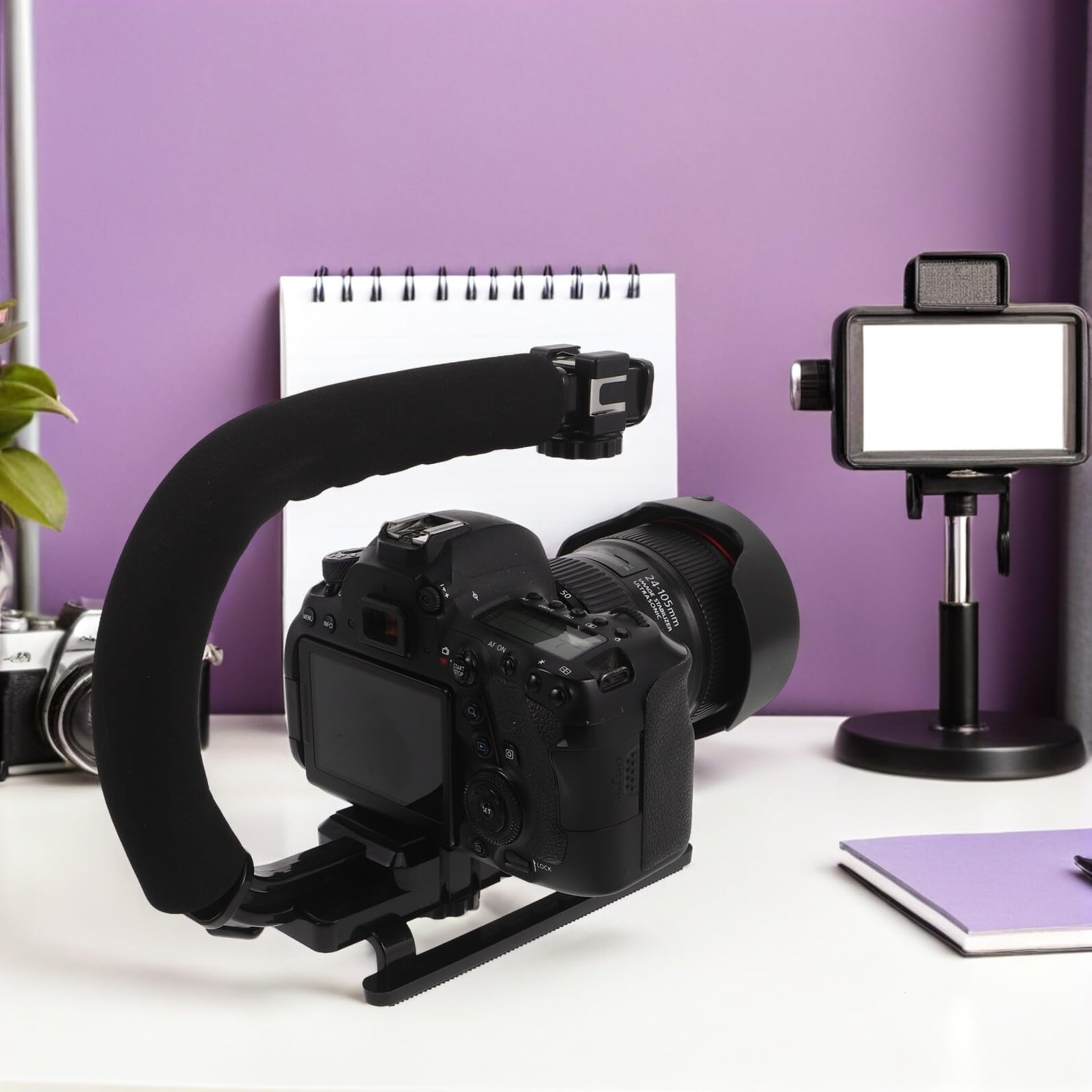 OUNONA Stabilizzatore Video Manuale per Videocamera con Vite di Fissaggio e Morsetto per Telefono per Smartphone Videocamere Dv per Riprese Cinematografiche Stabili