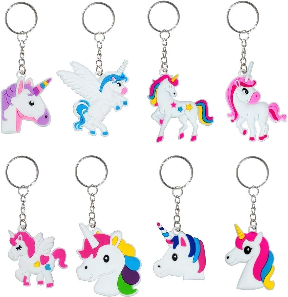 OHill 48 Pack Rainbow Plastic Keychains Key Ring Decoration Birthday Party Favor Supplies Stuffers Fillers