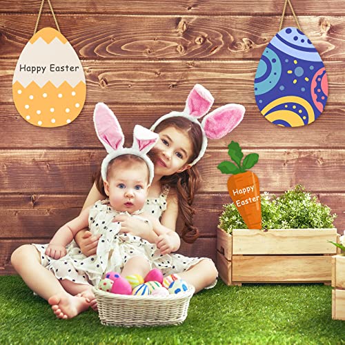Whaline 8Pcs Easter Wooden Cutouts Easter Bunny Egg Carrot Blank Wooden Signs Easter Unfinished Wood Ornaments For Easter Diy Painting Crafts Table Centerpiece Home Decoration #TOP4