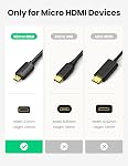 UGREEN Micro HDMI to HDMI Cable Adapter 4K 60Hz Ethernet Audio Return Channel Compatible with Hero 7/6 Raspberry Pi 4 Retroid Pocket 2+ Yoga 3 B500 Video Capture Card 3FT