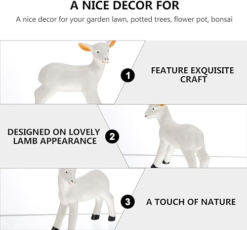 Miniatura 5 de BESPORTBLE Figura de cabra de cerámica, 2 unidades, figuras de cordero de oveja de cerámica, decoraciones de animales de mesa, estatuas de animales