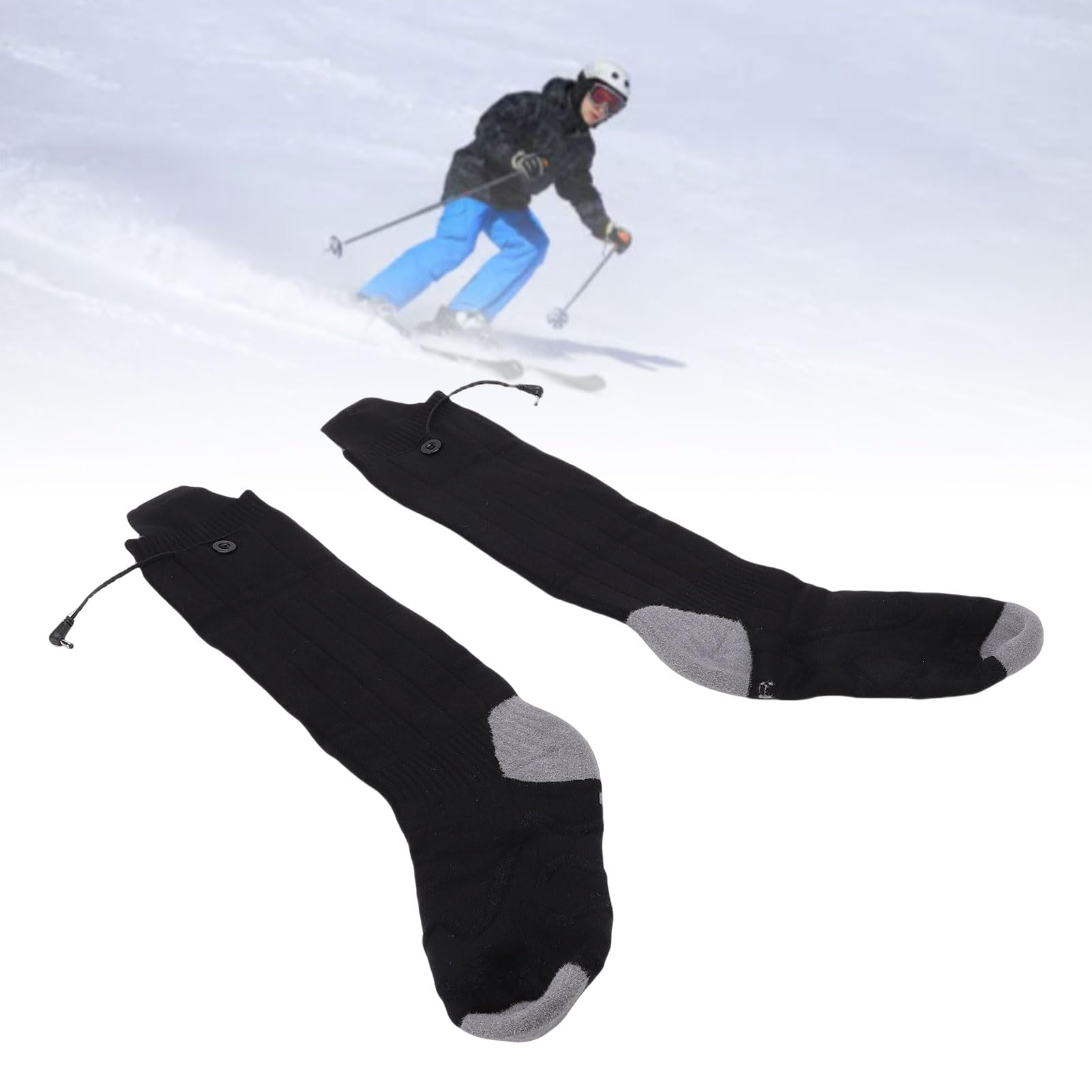 Haofy Chaussettes Chauffantes Rechargeables en Matériau Modal pour Le Ski, la Randonnée, Batterie 5000 MAh avec 4 Niveaux de Chaleur Réglables pour Les Déplacements Quotidiens en Hiver, Les