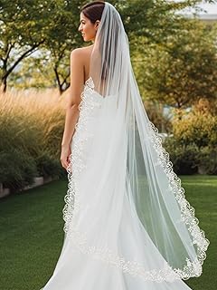 Lace Bride Wedding Veil Long Bridal Veils Tulle with Comb