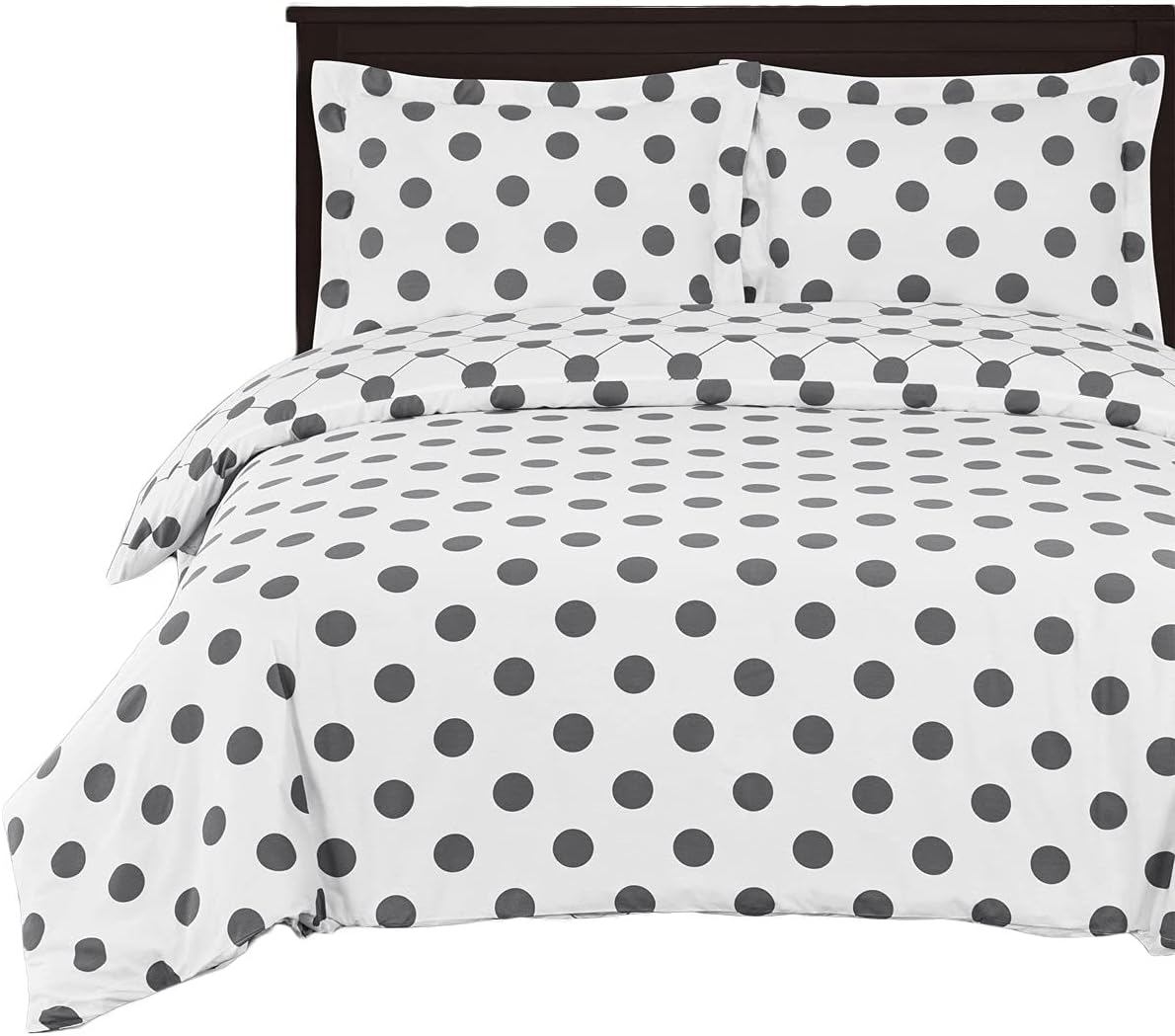 3PC Bedding Set- Duvet Cover and Duvet Insert Features Extra Warm Dobby Down Alternative Duvet Comforter Insert along with 100% Cotton Percale Polka Dots Duvet Cover Set (Twin/Twin XL, White and Grey)