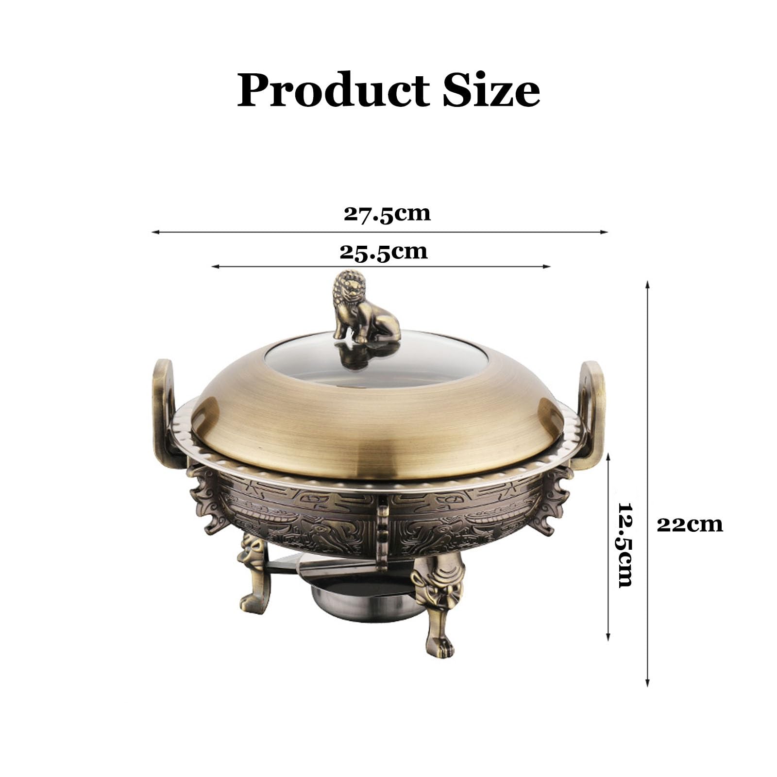 Ensemble de plats à frire pour buffet, plateau chauffant en acier inoxydable durable avec couvercle, récipient chauffant rond pour restauration, fête, banquet, mariage, service alimentaire