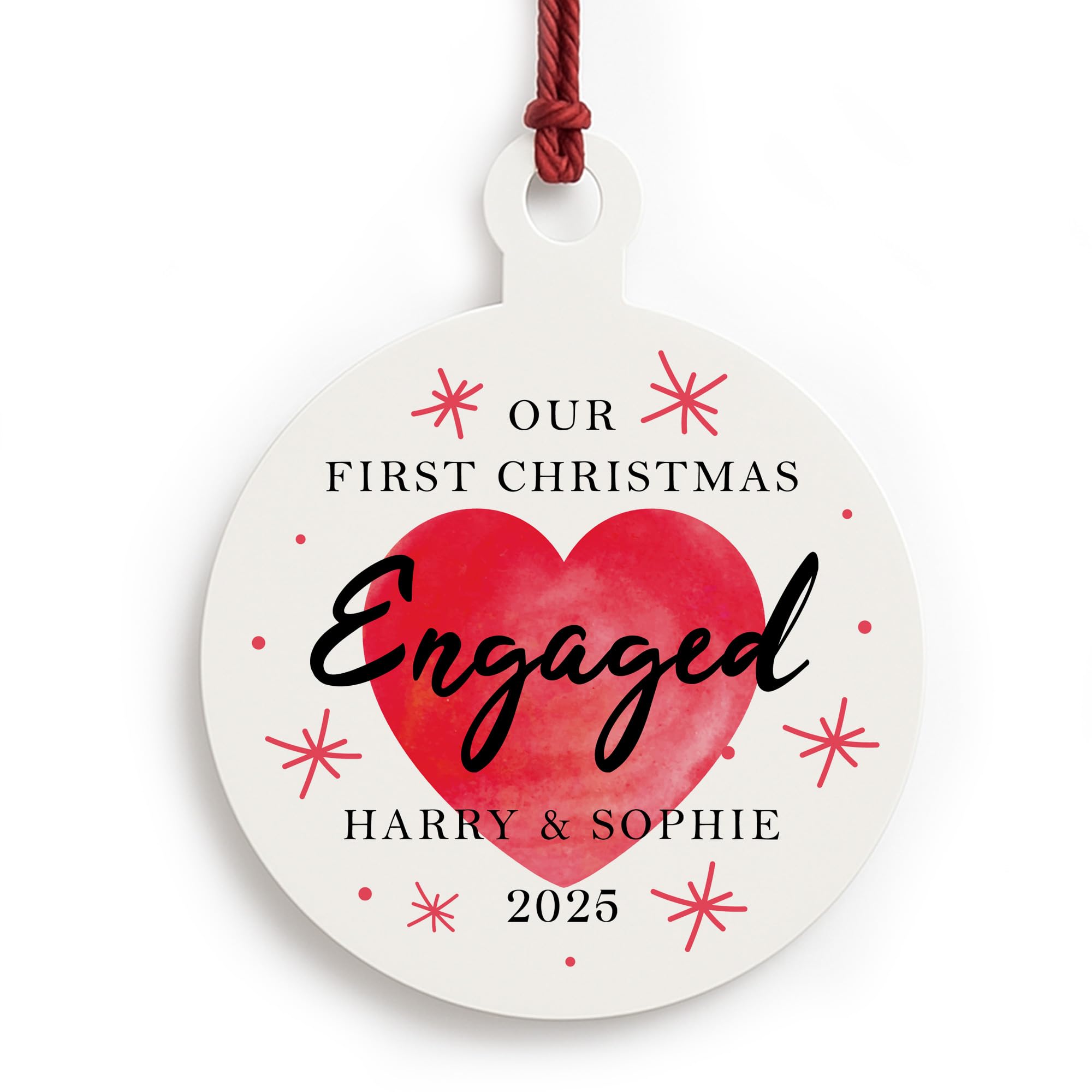 Red Ocean Personalised 1st Christmas Engaged Christmas Tree Decoration For Couple Boyfriend Girlfriend Fiance Engagement Bauble Keepsake