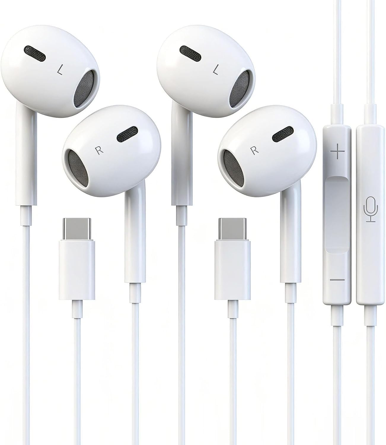 Photo 1 of 2 Pack Headphones with USB-C Plug, Wired Ear Buds with Built-in Remote to Control Music, Phone Calls, and Volume,Compatible for iPhone 15 16 17 Pro Max Plus