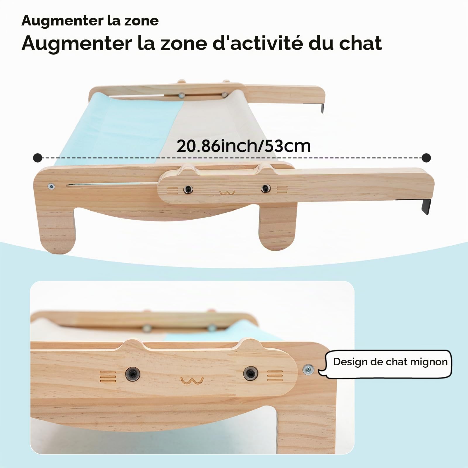 hamac Chat fenetre Bois perchoir Chat transat fenêtre,2in1 lit Chat Suspendu et lit de Chat pour 40lb Cat Hammock