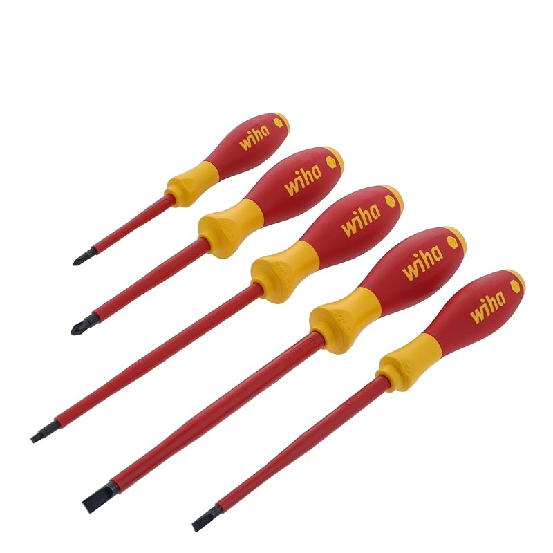 Conjunto de Chaves de Fenda Isoladas Wiha 32059 com Pontas Chata, Phillips e Quadrada, 5 Peças