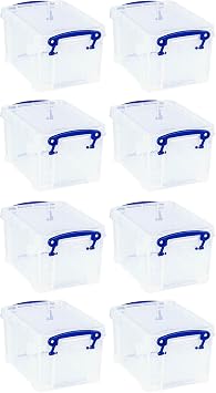 Really Useful Box 1.6 Liter Storage Container, Clear, 8 Pack