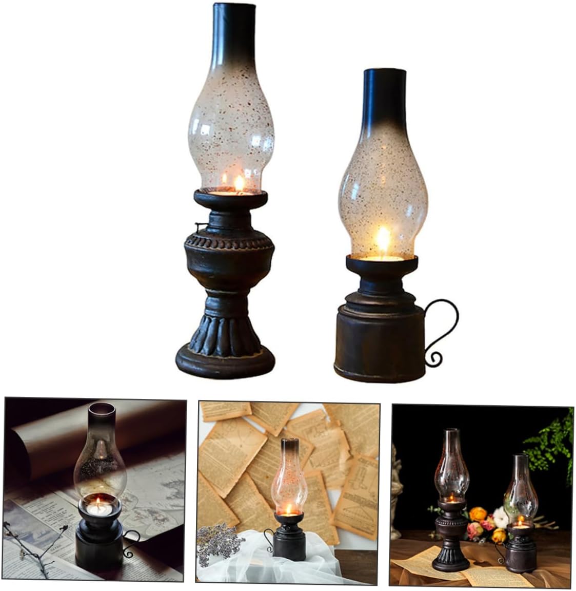 Retro Style Kerosene Lamp Model Rustic Decor Nightstand Oil Lamp for Photography Props