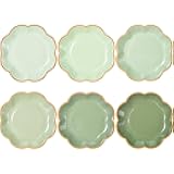 JASSEWRLY 48 Pcs Sage Green Scalloped Party Paper Plates, 9 Inch Sage Green Dinner Disposable Cute Baby Bridal Shower Dessert Birthday Cake Paper Plates for Baby Shower Wedding Party Supplies