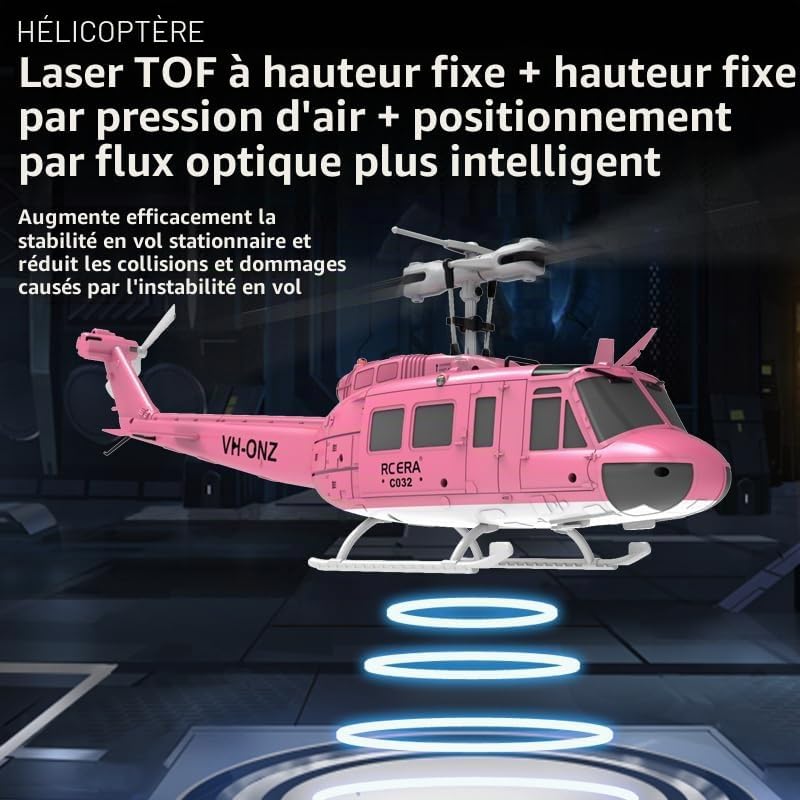 Meiurlex RC ERA C032 UH-1 Huey demonstrating TOF laser, altitude hold, and optical flow positioning